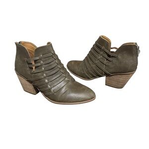 Women's Olive Green Strappy Ankle Bootie - Report Brand